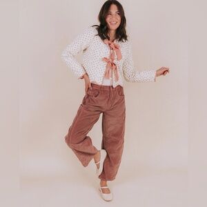 We The Free Ribbed-Waist Corduroy Pants in Dusty Rose